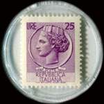 Timbre-monnaie de 25 lire sous capsule plastique transparent anonyme - Italie - timbre