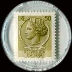 Timbre-monnaie de 50 lires sous capsule plastique transparent anonyme - Italie - timbre
