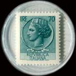 Timbre-monnaie de 70 lires sous capsule plastique transparent anonyme - Italie - timbre