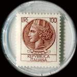 Timbre-monnaie de 100 lires sous capsule plastique transparent anonyme - Italie - timbre