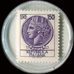 Timbre-monnaie de 150 lires sous capsule plastique transparent anonyme - Italie - timbre