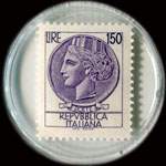 Timbre-monnaie de 150 lire sous capsule plastique transparent anonyme - Italie - timbre