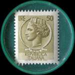 Timbre-monnaie de 50 lire sous capsule plastique vert anonyme - Italie - dos