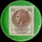 Timbre-monnaie de 10 lires sous capsule plastique vert anonyme - Italie - timbre