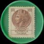 Timbre-monnaie de 100 lires dans capsule verte - Ascom - Genova - Italie - revers