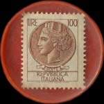 Timbre-monnaie de 100 lires dans capsule rouge - Ascom - Genova - Italie - revers