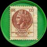 Timbre-monnaie de 100 lires dans capsule verte - Ascom - Modena - Italie - revers
