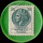 Timbre-monnaie de 300 lires dans capsule verte - Ascom - Modena - Italie - revers