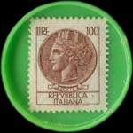 Timbre-monnaie de 100 lires dans capsule plastique vert-clair - Ascot - Camogli - Italie - revers