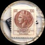 Timbre-monnaie de 100 lires - HI-FI stereo - Augusta - type 1 - Italie - revers