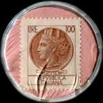 Timbre-monnaie de 100 lire sur fond rose - Centanni - Caflisch - Catania - Italie - revers