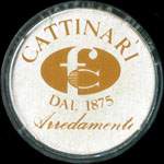 Timbre-monnaie de 100 lires sur fond rouge - Cattinari - Dal 1875 - Arredamenti (Modena) - Italie - avers