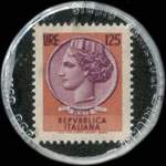 Timbre-monnaie de 125 lires sur fond noir - Riso Dellavalle - Italie - revers