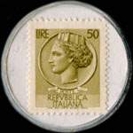 Timbre-monnaie de 50 lires sur fond blanc - Gioielleria DON - Italie - revers