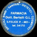 Timbre-monnaie Farmacia Dott. Bertelli G. L. - S. Felice P. - MO - Articoli Bambi - Sanitari - Dietetici - Cosmetici - 200 lires sur fond noir - Italie - avers