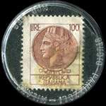 Timbre-monnaie de 100 lires sur fond noir - Farmacia Dott. Speranza - Nonantola (MO) - Italie - revers