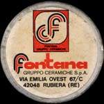 Timbre-monnaie de 50 lires sur fond noir - Fontana gruppo ceramiche S.p.a. - Via Emilia Ovest 67/C - 42048 Rubiera - Italie - avers