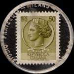 Timbre-monnaie de 50 lires sur fond noir - Fontana gruppo ceramiche S.p.a. - Via Emilia Ovest 67/C - 42048 Rubiera - Italie - revers