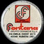 Timbre-monnaie de 50 lires sur fond rouge - Fontana gruppo ceramiche S.p.a. - Via Emilia Ovest 67/C - 42048 Rubiera - Italie - avers