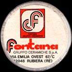 Timbre-monnaie de 100 lires sur fond rouge - Fontana gruppo ceramiche S.p.a. - Via Emilia Ovest 67/C - 42048 Rubiera - Italie - avers
