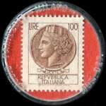 Timbre-monnaie F.lli Ghirardini e Codeluppi - Fabbrica Lampadari - 100 lire sur fond rouge - capsule plastique - Italie - avers