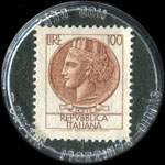 Timbre-monnaie de 100 lires sur fond noir - Innocenti Comm. s.p.a. - Italie - revers