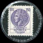 Timbre-monnaie de 150 lire sur fond noir - Gioielleria E. Leardini Cattolica-FO - Concessionario Bulowa - Italie - revers