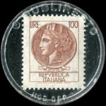 Timbre-monnaie de 100 lires sur fond noir - Libreria Universitaria - Italie - revers