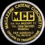 Timbre-monnaie de 50 lires sur fond noir - MCC - Magazzini catene cuscinetti - Italie - avers