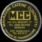 Timbre-monnaie de 100 lires sur fond noir - MCC - Magazzini catene cuscinetti - Italie - avers