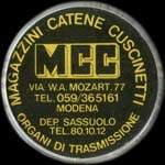 Timbre-monnaie de 100 lire sur fond noir - MCC - Magazzini catene cuscinetti - Italie - avers
