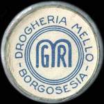 Timbre-monnaie de 90 lires sur fond rose - Drogheria Mello (blanc) - Borgosesia - Italie - avers