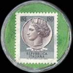 Timbre-monnaie de 180 lires sur fond vert - Drogheria Mello (bleu-gris) - Borgosesia - Italie - revers