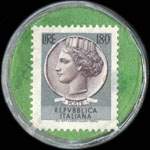 Timbre-monnaie de 180 lire sur fond vert - Drogheria Mello (bleu-gris) - Borgosesia - Italie - revers