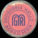 Timbre-monnaie de 180 lires sur fond vert - Drogheria Mello (rose) - Borgosesia - Italie - avers