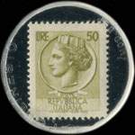 Timbre-monnaie de 50 lire sur fond noir - Moquette Supermarket Panda - Italie - revers