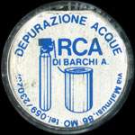 Timbre-monnaie de 100 lire sur fond rouge - Depurazione Acque - RCA Di Barchi A. - via Malniusi.86 - Italie - avers
