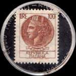 Timbre-monnaie de 100 lire sur fond noir - Sacchetti Z. - Nonantola - Italie - revers