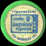 Timbre-monnaie Riparazioni - Radio TV - Satrioni - Vignola - Via Modenese 122 - 100 lire sur fond vert - Italie - avers