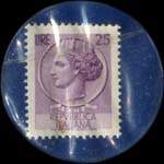 Timbre-monnaie de 25 lires sur fond bleu - Sava - Vendita Rateale Autoveicoli - Type 2: texte blanc - Italie - revers