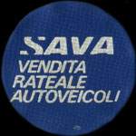Timbre-monnaie de 40 lires sur fond bleu - Sava - Vendita Rateale Autoveicoli - Type 2: texte blanc - Italie - avers