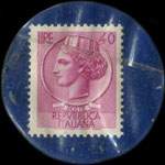 Timbre-monnaie de 40 lires sur fond bleu - Sava - Vendita Rateale Autoveicoli - Type 2: texte blanc - Italie - revers
