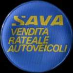 Timbre-monnaie de 5 lires sur fond bleu - Sava - Vendita Rateale Autoveicoli - Type 1: texte jaune - Italie - avers