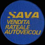 Timbre-monnaie de 10 lires sur fond bleu - Sava - Vendita Rateale Autoveicoli - Type 1: texte jaune - Italie - avers