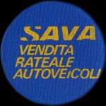 Timbre-monnaie de 20 lires sur fond bleu - Sava - Vendita Rateale Autoveicoli - Type 1: texte jaune - Italie - avers