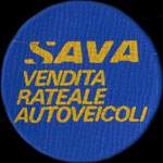 Timbre-monnaie de 25 lires sur fond bleu - Sava - Vendita Rateale Autoveicoli - Type 1: texte jaune - Italie - avers