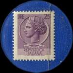 Timbre-monnaie de 25 lires sur fond bleu - Sava - Vendita Rateale Autoveicoli - Type 1: texte jaune - Italie - revers