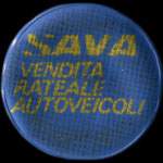 Timbre-monnaie de 150 lires sur fond bleu - Sava - Vendita Rateale Autoveicoli - Type 1: texte jaune - Italie - avers