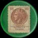 Timbre-monnaie de 100 lires sur fond vert - Studio Panizzoli - Milano - Italie - revers