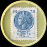 Timbre-monnaie de 200 lire dans capsule&nbsp;jaune - Studio Panizzoli - Milano - Italie - revers